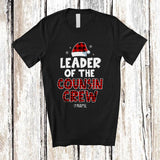 MacnyStore - Personalized Leader Of The Cousin Crew; Amusing Christmas Red Plaid Santa; Custom Name Family T-Shirt