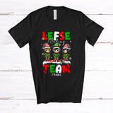 MacnyStore - Personalized Lefse Making Team; Amusing Christmas Snow Three Elf; Custom Name Baking Baker T-Shirt