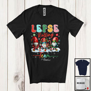 MacnyStore - Personalized Lefse Rolling Team; Fantastic Christmas Three Gnomes; Baking Custom Name Baker T-Shirt