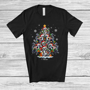 MacnyStore - Personalized Lemurs Christmas Tree; Joyful Custom Name Santa Lemurs Animal; X-mas Lights T-Shirt