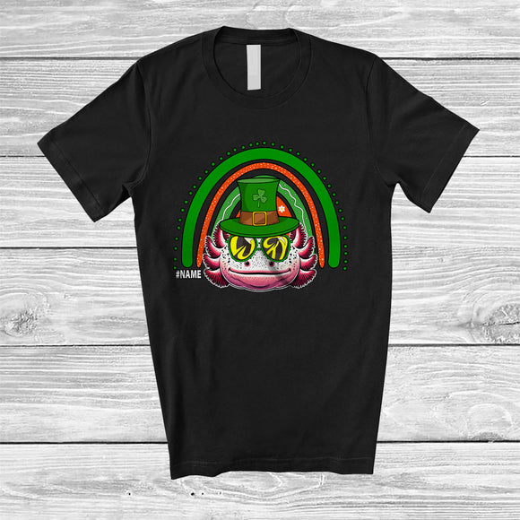 MacnyStore - Personalized Leprechaun Axolotl Face Sunglasses; Joyful St. Patrick's Day Custom Name Axolotl Irish T-Shirt