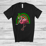 MacnyStore - Personalized Leprechaun Flamingo Face Sunglasses; Joyful St. Patrick's Day Custom Name Flamingo Irish T-Shirt