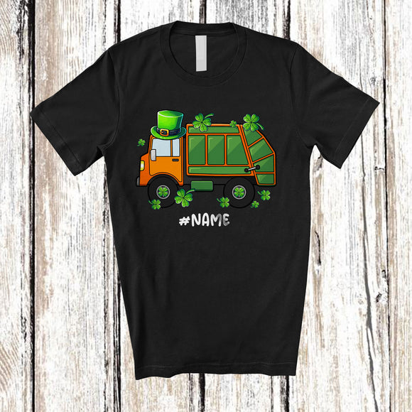 MacnyStore - Personalized Leprechaun Garbage Truck; Joyful St. Patrick's Day Custom Name Boys Driver T-Shirt