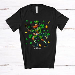 MacnyStore - Personalized Leprechaun Playing Tennis; Joyful St. Patrick's Day Custom Name Tennis Player T-Shirt