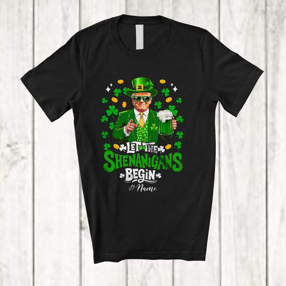 MacnyStore - Personalized Let Shenanigans Begin; Joyful St. Patrick's Day Trump Drinking; Custom Name Drunker T-Shirt