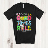 MacnyStore - Personalized Let The Good Times Roll; Joyful Easter Bunny Eggs Hunting; Custom Name Family T-Shirt