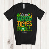 MacnyStore - Personalized Let The Good Times Roll; Joyful St. Patrick's Day Shamrocks; Custom Name Family T-Shirt