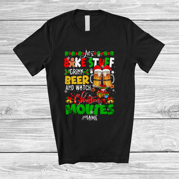 MacnyStore - Personalized Let's Bake Stuff Drink Beer Christmas Movies; Cheerful Custom Name Drinking Drunker T-Shirt