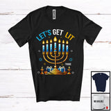 MacnyStore - Personalized Let's Get Lit; Awesome Hanukkah Custom Name Family; Menorah Lights Dreidel T-Shirt