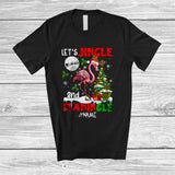 MacnyStore - Personalized Let's Jingle And Flamingle; Humorous Christmas Santa Flamingo; Custom Name Family T-Shirt