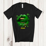 MacnyStore - Personalized Lick Lips Cosplay; Sarcastic St. Patrick's Day Lips Shamrocks; Custom Name Family T-Shirt