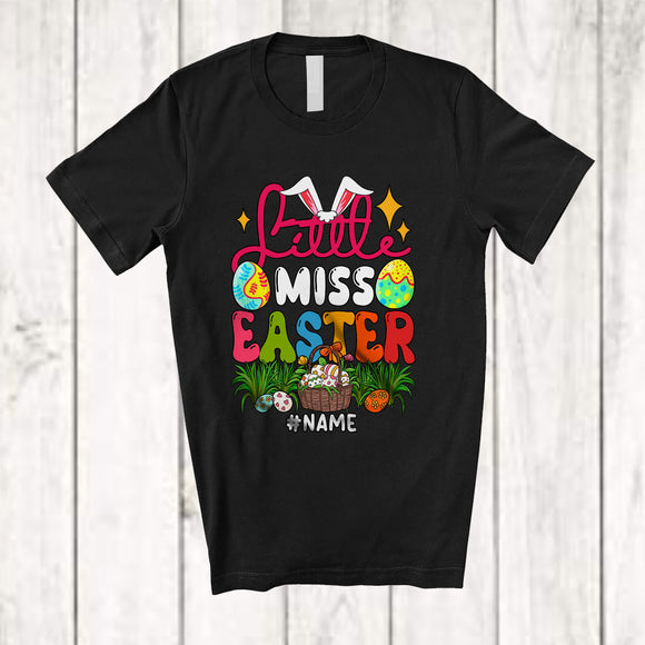 MacnyStore - Personalized Little Miss Easter; Lovely Easter Bunny Eggs Hunting; Custom Name Family Group T-Shirt