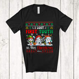 MacnyStore - Personalized Lost First Tooth In This Christmas; Joyful Custom Name Three Teeth; Sweater Dental T-Shirt