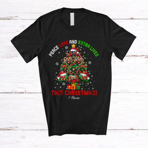 MacnyStore - Personalized Love And Extra Lives This Christmas; Joyful X-mas Tree Custom Name Gamer T-Shirt