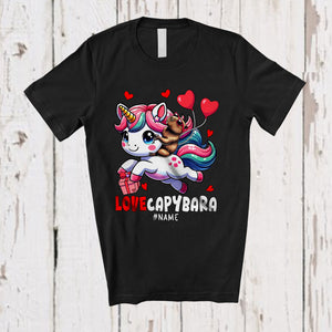 MacnyStore - Personalized LoveCapybara; Amazing Valentine Custom Name Capybara Riding Unicorn; Animal T-Shirt