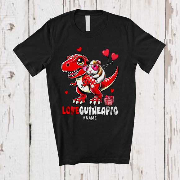 MacnyStore - Personalized LoveGuineaPig; Amazing Valentine Custom Name Guinea Pig Riding T-Rex; Animal T-Shirt