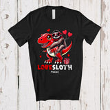 MacnyStore - Personalized LoveSloth; Amazing Valentine Custom Name Sloth Riding T-Rex; Animal T-Shirt