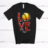 MacnyStore - Personalized Love; Joyful Valentine's Day Custom Name Softball Player; Leopard Hearts T-Shirt