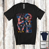 MacnyStore - Personalized Love, Lovely 4th Of July Custom Name Bulldog, Sunflower US Flag Patriotic T-Shirt