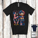 MacnyStore - Personalized Love, Lovely 4th Of July Custom Name Cockapoo, Sunflower US Flag Patriotic T-Shirt