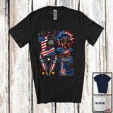 MacnyStore - Personalized Love, Lovely 4th Of July Custom Name Dachshund, Sunflower US Flag Patriotic T-Shirt