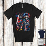 MacnyStore - Personalized Love, Lovely 4th Of July Custom Name Shih Tzu, Sunflower US Flag Patriotic T-Shirt