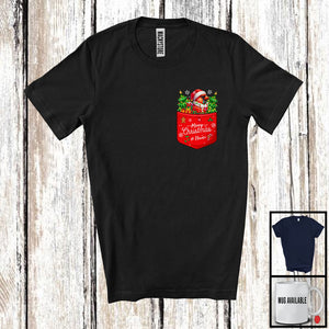 MacnyStore - Personalized Lovely Santa Cardinal Birds In Pocket; Merry Christmas Lights Custom Name Bird T-Shirt