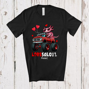 MacnyStore - Personalized Lovesalotl; Amazing Valentine Custom Name Axolotl Sunglasses On Monster Truck T-Shirt