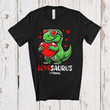 MacnyStore - Personalized Lovesaurus; Amusing Valentine Custom Name T-Rex Sunglasses; Hearts Couple T-Shirt