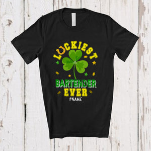 MacnyStore - Personalized Luckiest Bartender Ever; Amazing St. Patrick's Day Shamrock; Custom Name Men Jobs T-Shirt