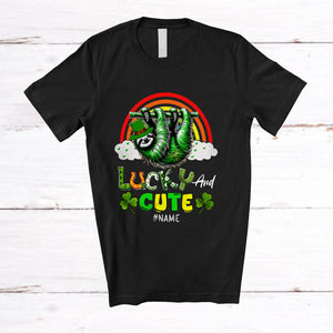 MacnyStore - Personalized Lucky And Cute; Lovely St. Patrick's Day Custom Name Sloth; Shamrocks Rainbow T-Shirt