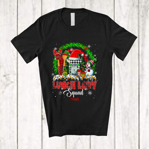 MacnyStore - Personalized Lunch Lady Squad; Fantastic Christmas Custom Name Chef; Plaid Rainbow Snowman T-Shirt