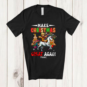 MacnyStore - Personalized Make Christmas Great Again; Humorous Gingerbread Trump Riding Unicorn T-Shirt