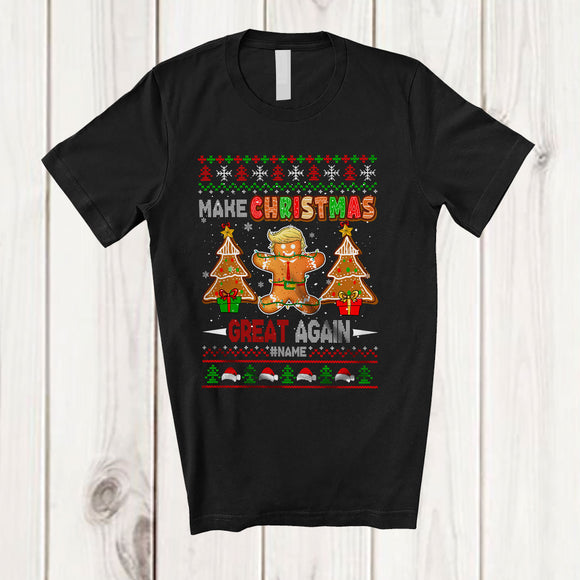 MacnyStore - Personalized Make Christmas Great Again; Humorous Sweater Gingerbread Trump Won; Family T-Shirt