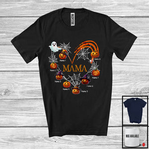 MacnyStore - Personalized Mama, Lovely Halloween Pumpkin As Heart Shape, Custom Name Son Daughter Family T-Shirt