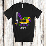 MacnyStore - Personalized Mardi Gras Crane Truck Jester Hat; Lovely Mardi Gras Custom Name Boy Driver T-Shirt