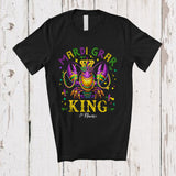 MacnyStore - Personalized Mardi Gras King; Humorous Masked Crawfish; Custom Name Men Couple Parades T-Shirt