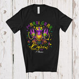 MacnyStore - Personalized Mardi Gras Queen; Humorous Masked Crawfish; Custom Name Women Couple Parades T-Shirt