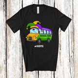 MacnyStore - Personalized Mardi Gras School Bus Jester Hat; Lovely Mardi Gras Custom Name Boy Driver T-Shirt