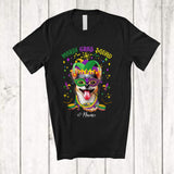 MacnyStore - Personalized Mardi Gras Squad; Adorable Custom Name Chihuahua Face; Masked Jester Hat T-Shirt