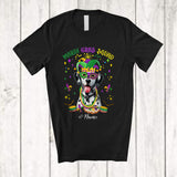 MacnyStore - Personalized Mardi Gras Squad; Adorable Custom Name Dalmatian Face; Masked Jester Hat T-Shirt