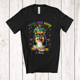 MacnyStore - Personalized Mardi Gras Squad; Adorable Custom Name Shelties Face; Masked Jester Hat T-Shirt