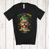 MacnyStore - Personalized Mardi Gras Squad; Adorable Custom Name Sproodle Face; Masked Jester Hat T-Shirt