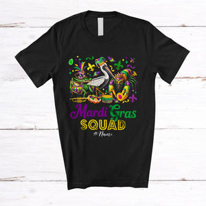 MacnyStore - Personalized Mardi Gras Squad; Lovely Alligator Pelican Crawfish Cosplay; Custom Name Parades T-Shirt