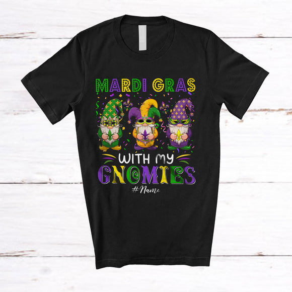 MacnyStore - Personalized Mardi Gras With My Gnomies; Amazing Mardi Gras Custom Name Three Gnomes; Parade T-Shirt