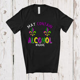 MacnyStore - Personalized May Contain Alcohol; Joyful Mardi Gras Custom Name Women; Bra Fake Drinking T-Shirt