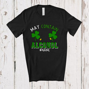 MacnyStore - Personalized May Contain Alcohol; Joyful St. Patrick's Day Custom Name Men; Bra Shamrock Drinking T-Shirt