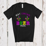 MacnyStore - Personalized May Contain Beer; Joyful Mardi Gras Custom Name Men; Bra Fake Drinking T-Shirt