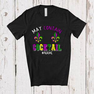 MacnyStore - Personalized May Contain Cocktail; Joyful Mardi Gras Custom Name Men; Bra Fake Drinking T-Shirt