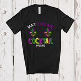 MacnyStore - Personalized May Contain Cocktail; Joyful Mardi Gras Custom Name Women; Bra Fake Drinking T-Shirt